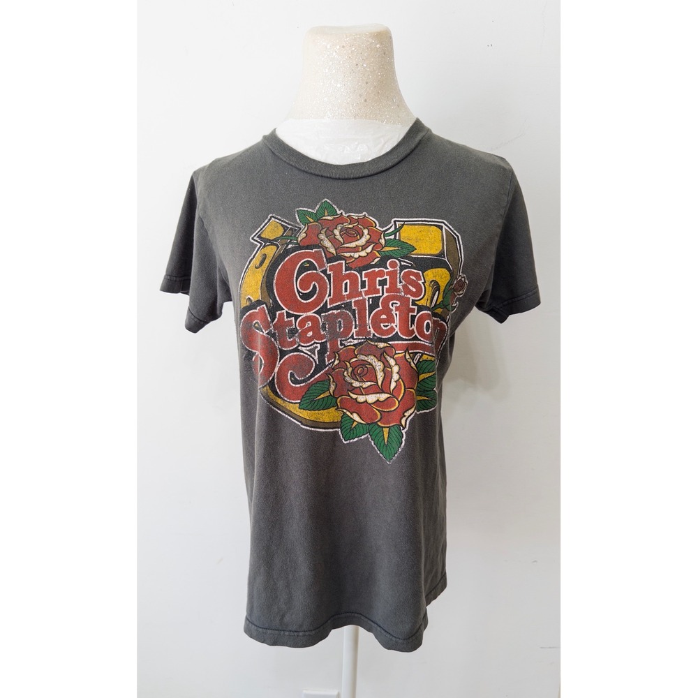 Chris Stapleton Women's sz S Rose Horseshoe Band Tee vintage country music